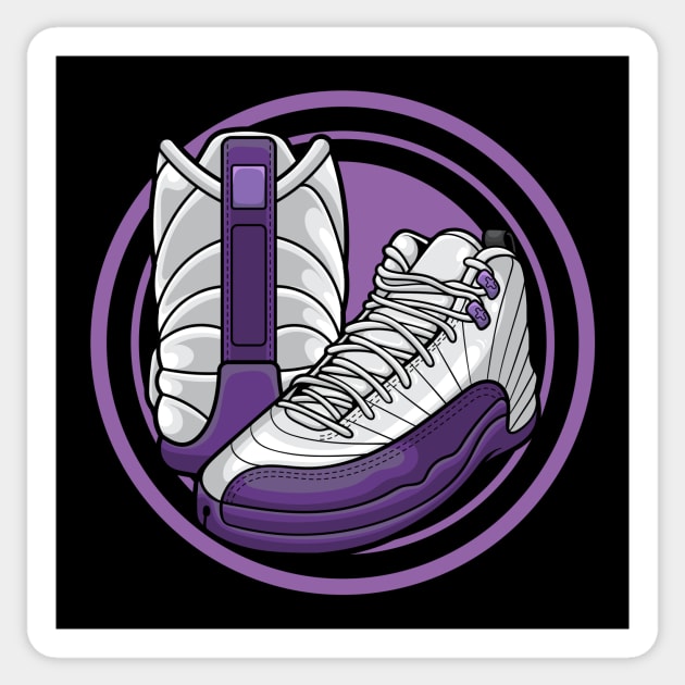 AJ 12 Retro Pro Purple Sneaker Sticker by milatees